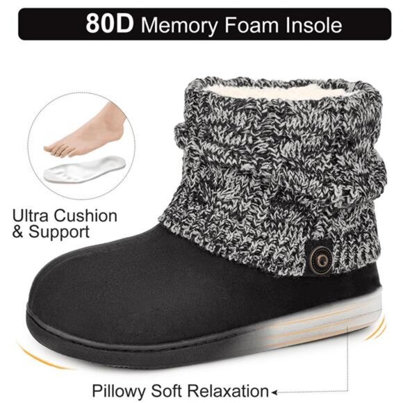 Yarn Knit Bootie Slippers Memory Foam House Shoe - Picture 5 of 7